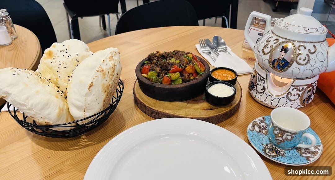 Table Setting with Food and Tea Set