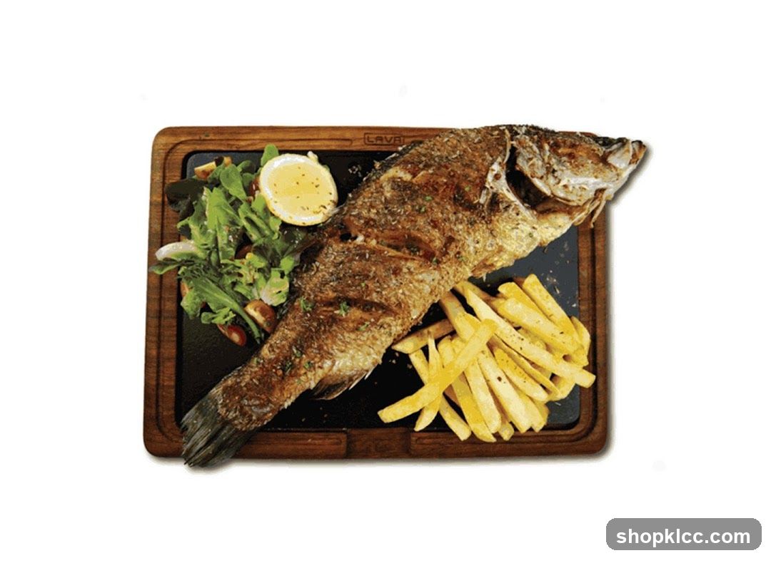 Whole Roasted Fish with Fries and Salad