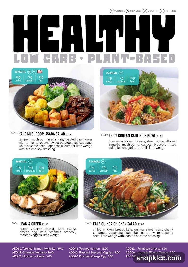 Healthy Low Carb Plant-Based Menu