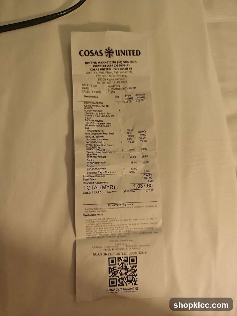 Receipt from Cosas United