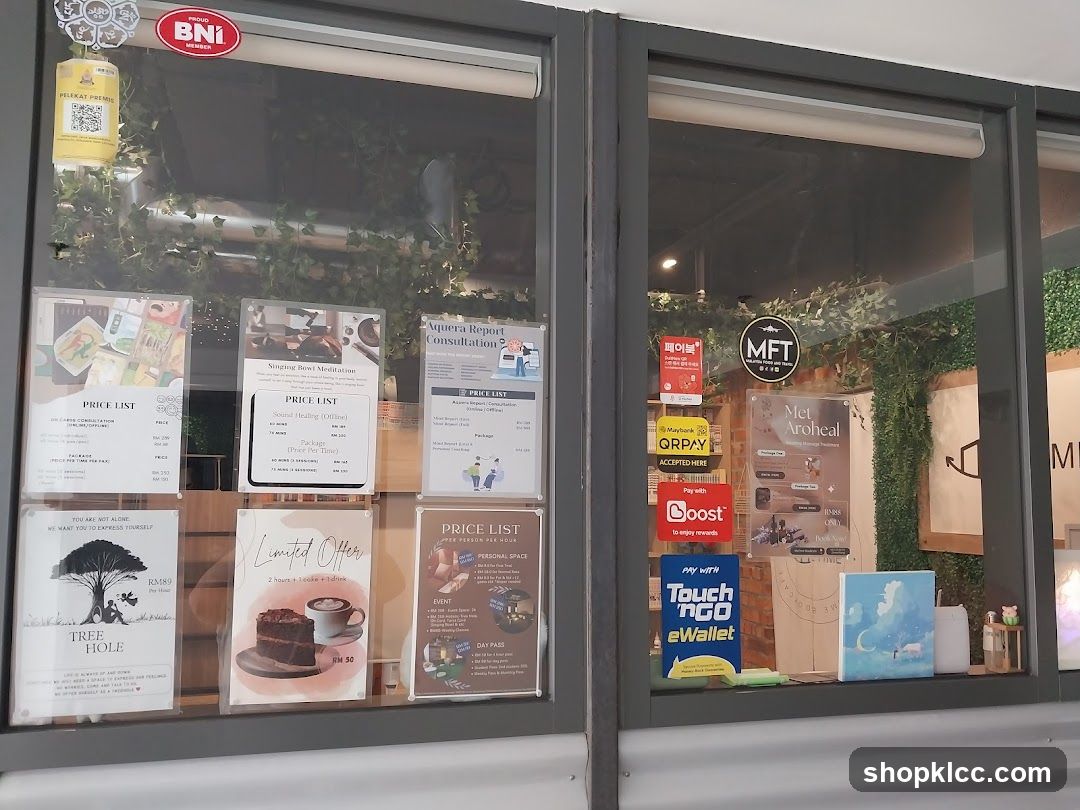 Window Display with Price Lists and Offers