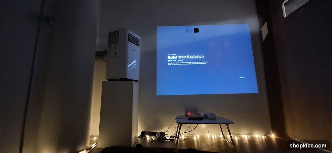 Home theater setup with projector