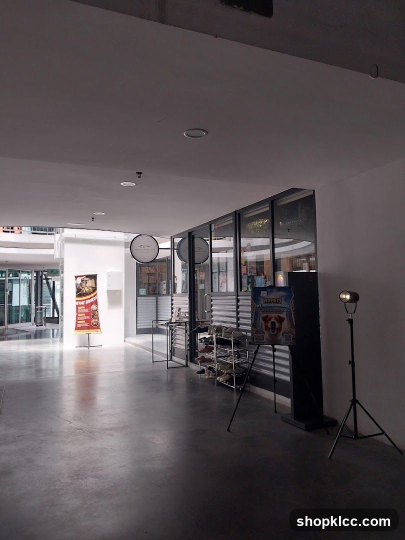Storefront with promotional posters