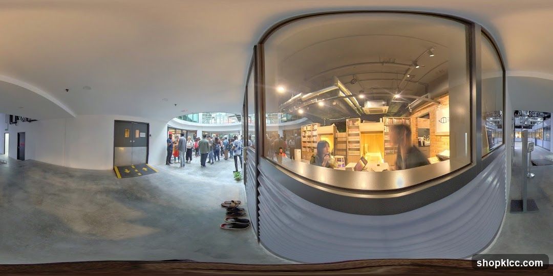 Interior of a bookstore with customers