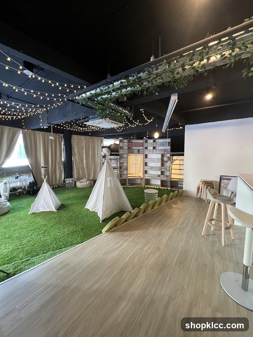 Cozy Indoor Play Area with Tents and Fairy Lights