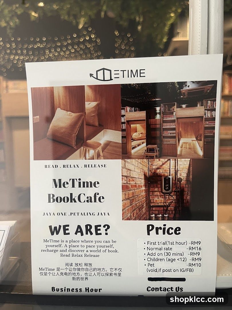 MeTime Book Cafe promotional flyer