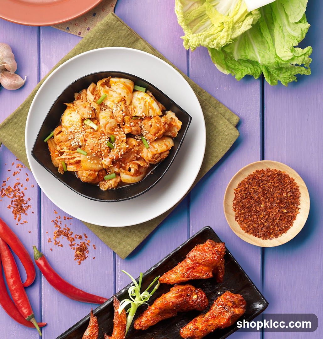 Spicy Chicken Wings and Kimchi