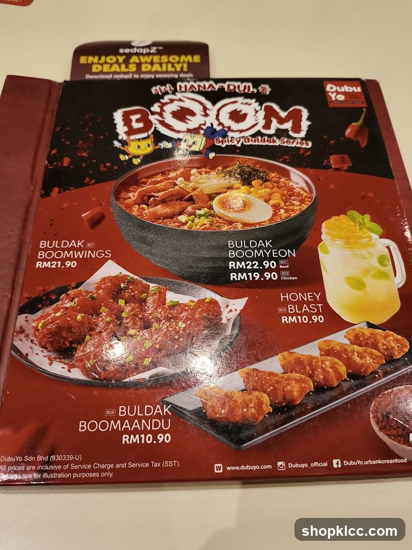 Dubu Yo Spicy Buldak Series Menu