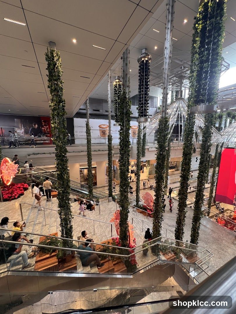 Indoor shopping mall with vertical gardens