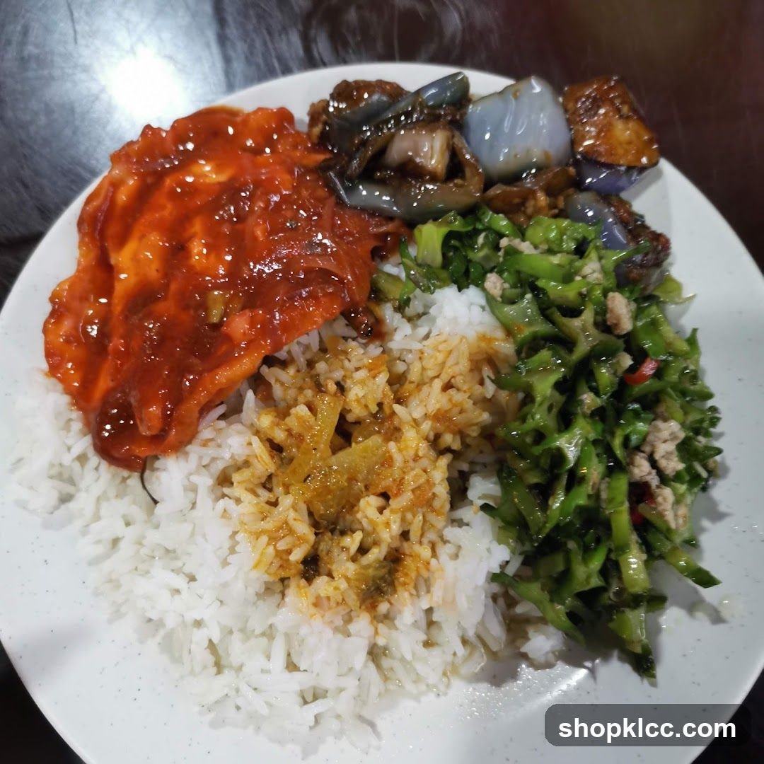 Plate of Rice with Various Dishes