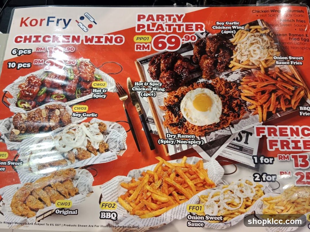 KorFry Chicken Wing Menu
