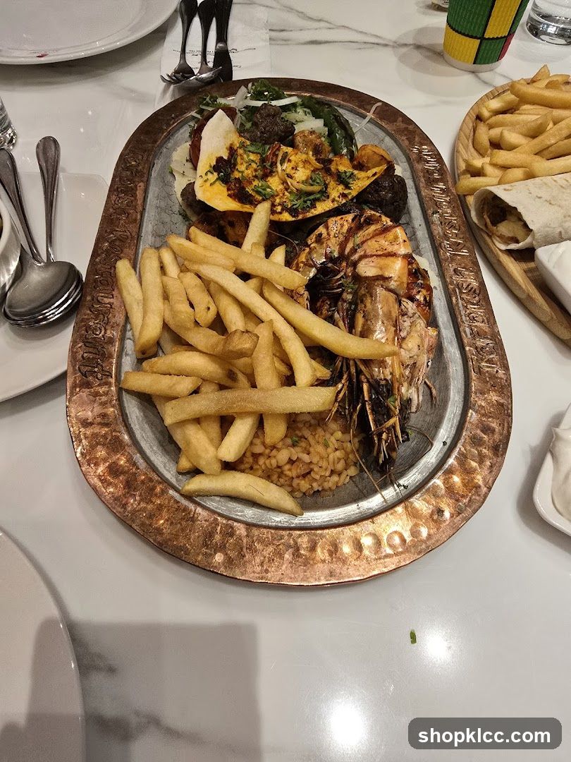 Mixed Grill Platter with Fries and Shrimp