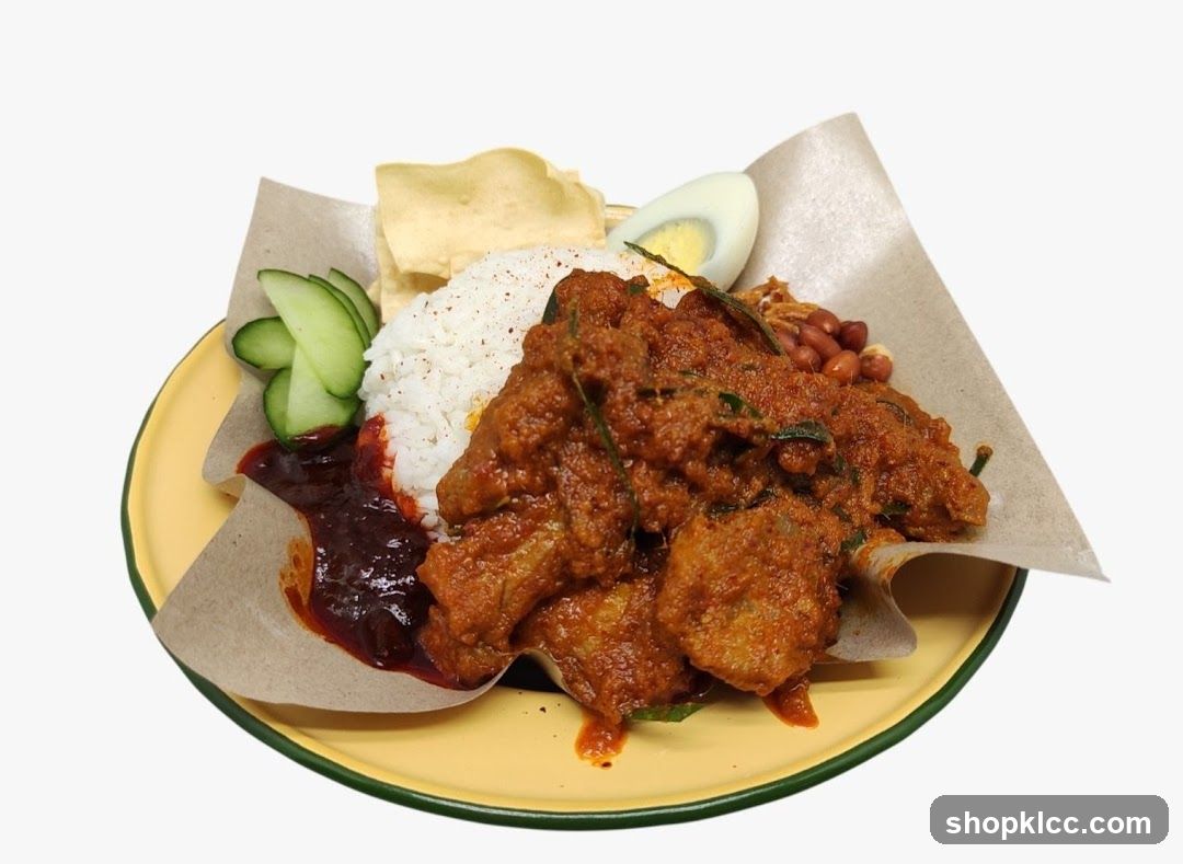 Nasi Lemak with Beef Rendang