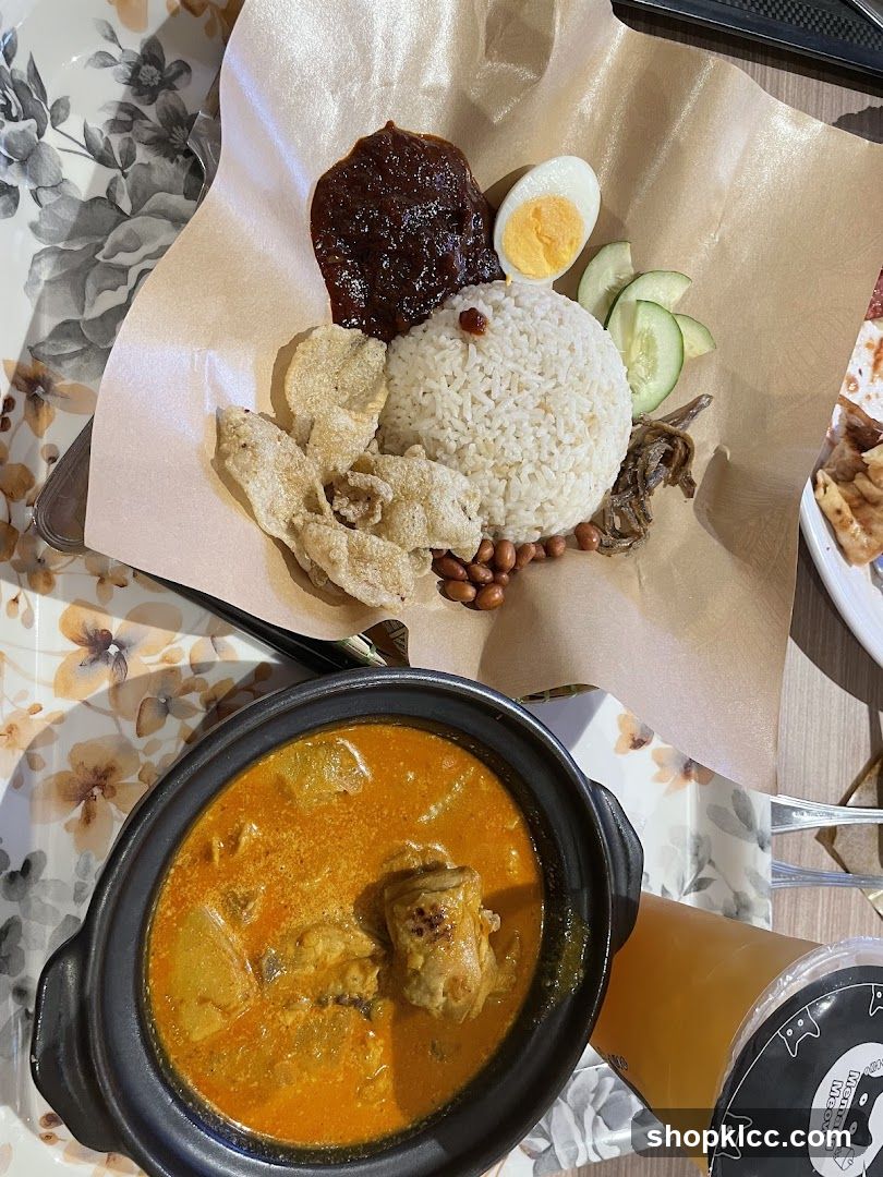 Nasi Lemak and Curry Chicken