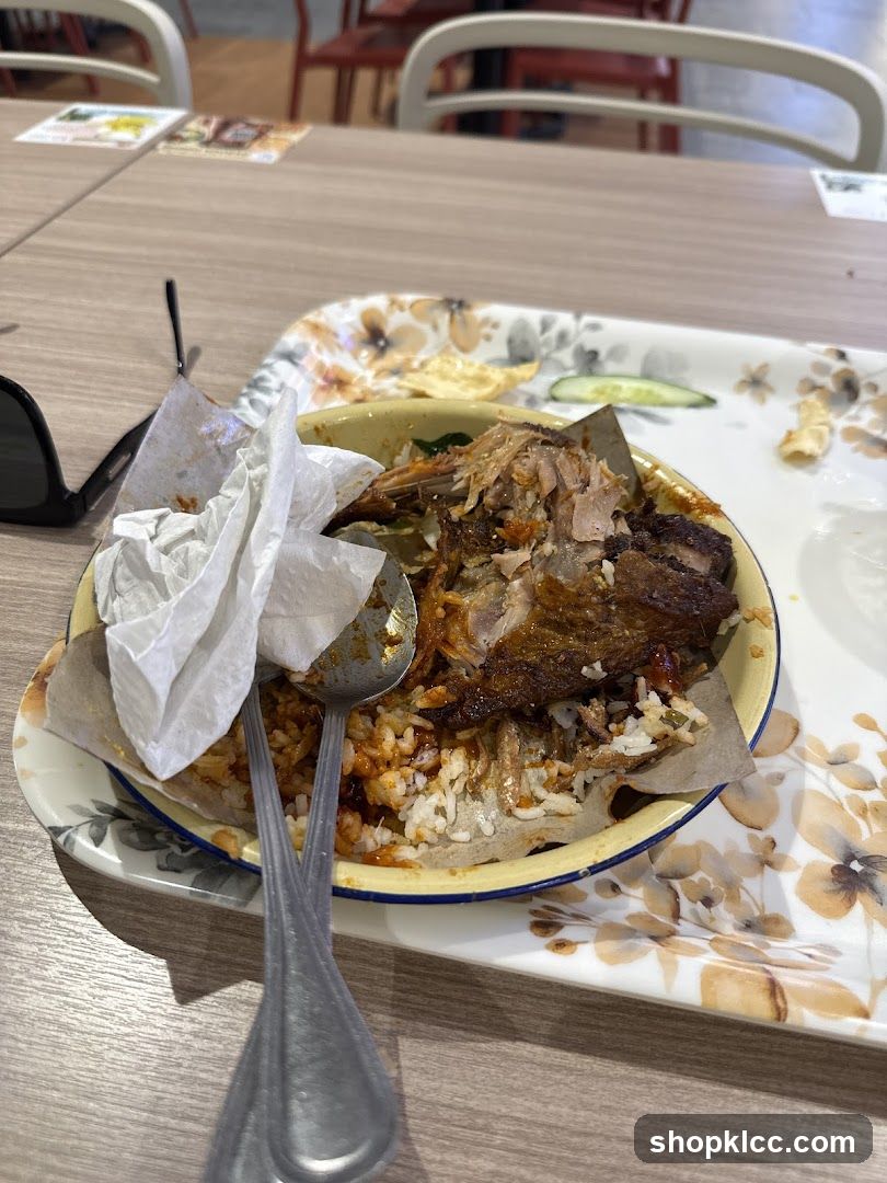 Half-eaten meal on a tray