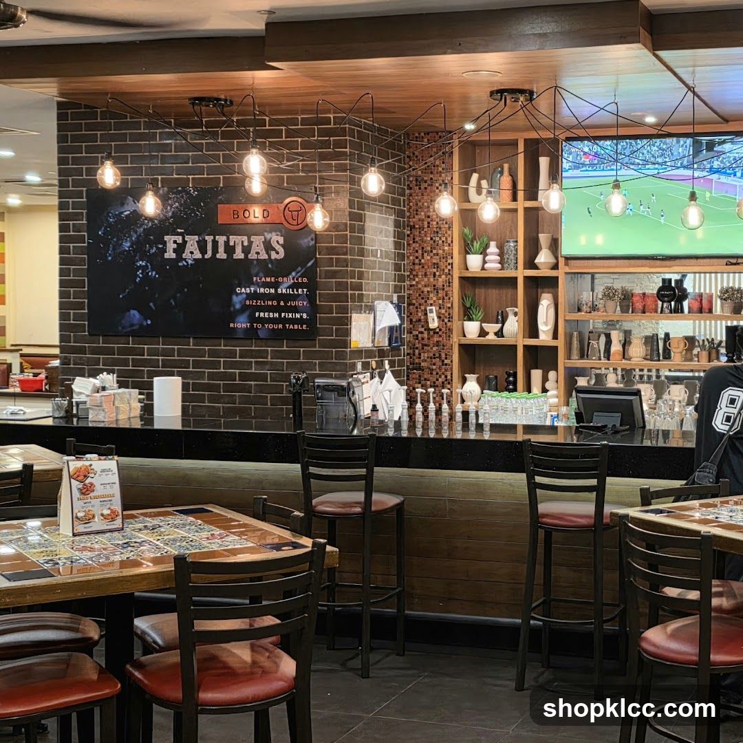 Restaurant Interior with Fajitas Sign
