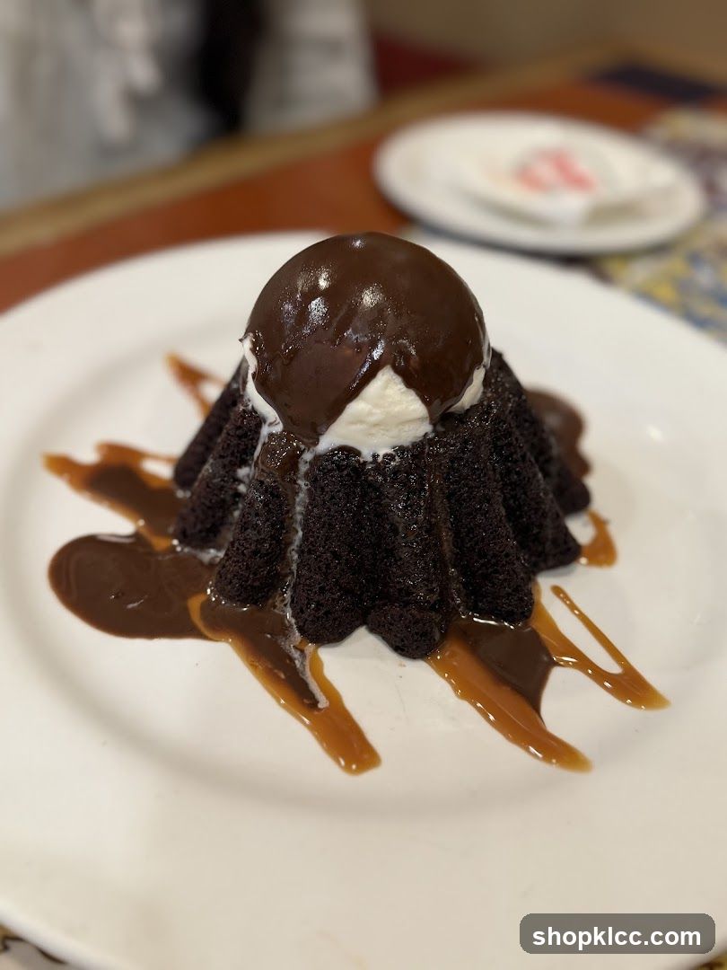 Chocolate Lava Cake with Ice Cream and Caramel Drizzle