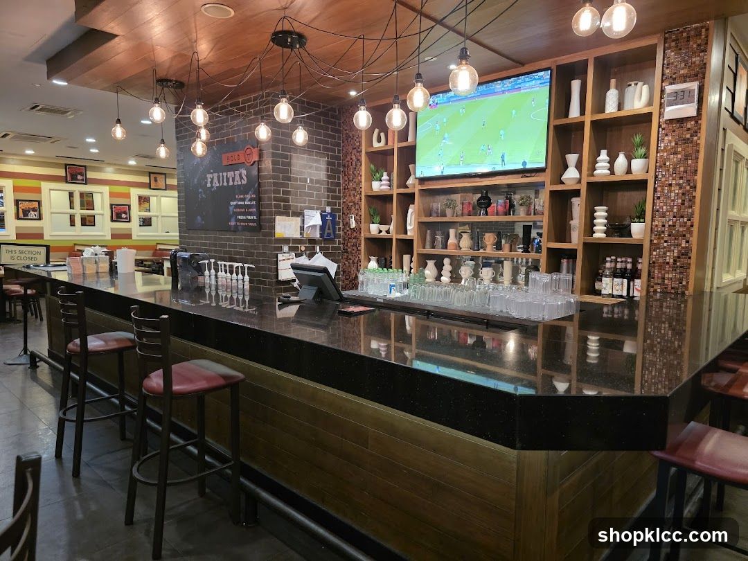 Bar Interior with Shelving and TV