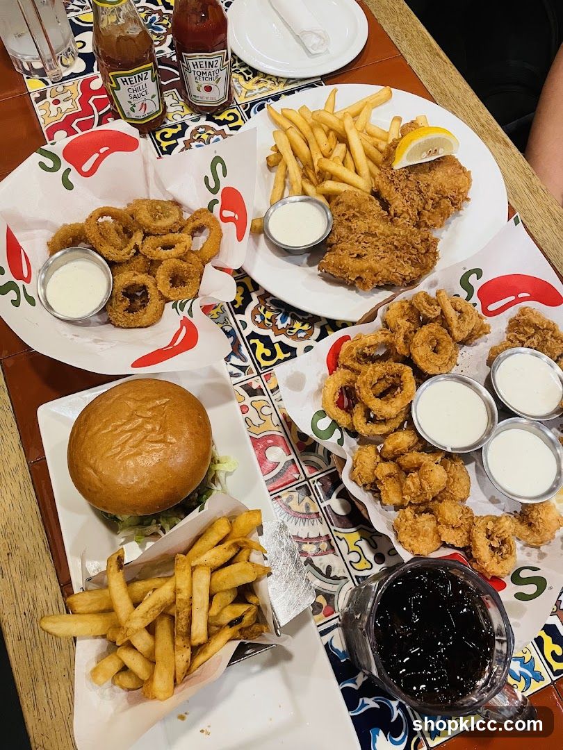 Fried Appetizers and Burger
