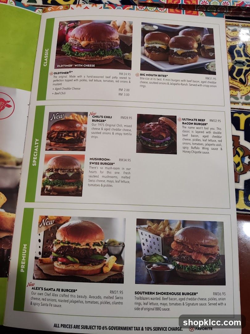 Burgers Menu