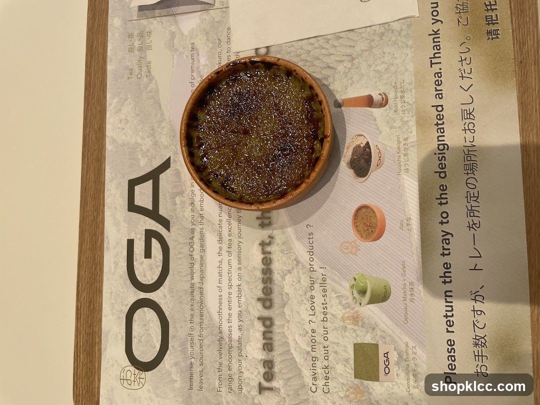 Matcha dessert with OGA branding