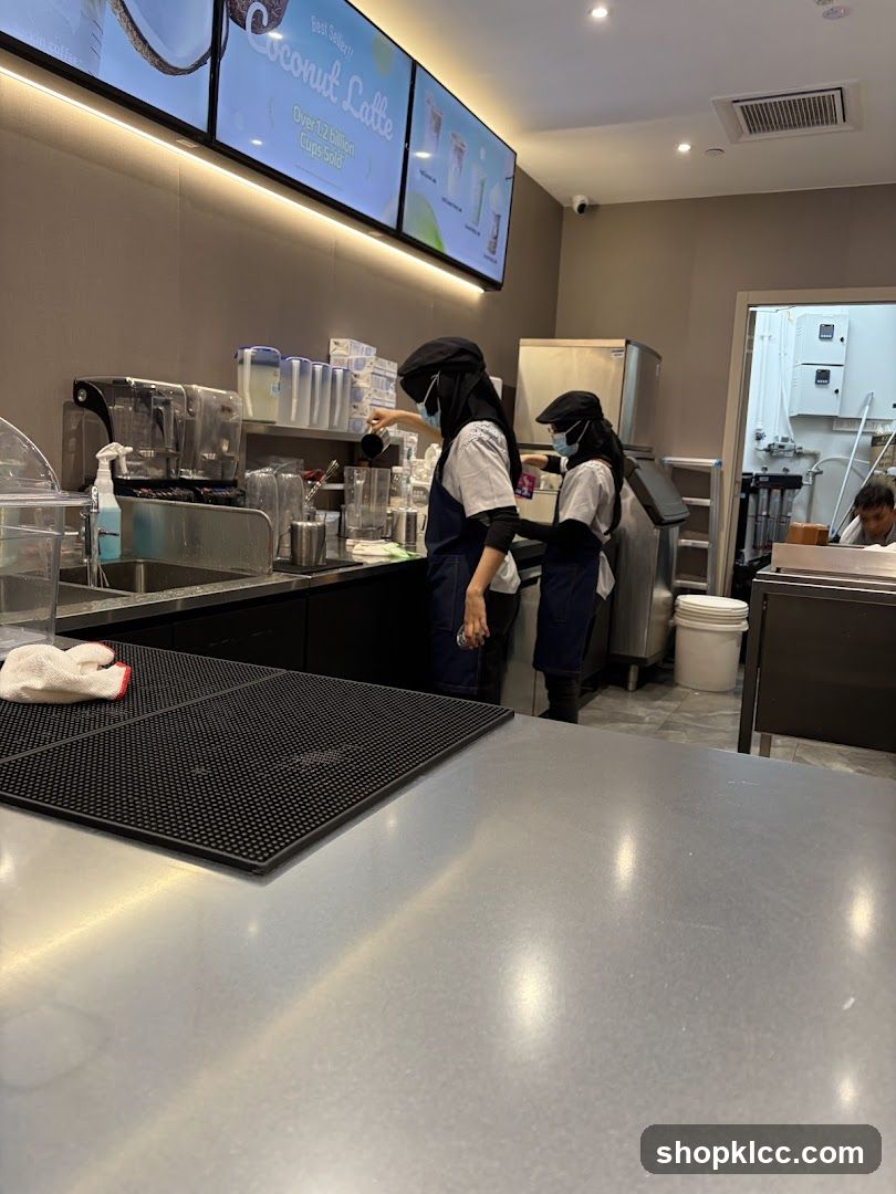Baristas preparing drinks