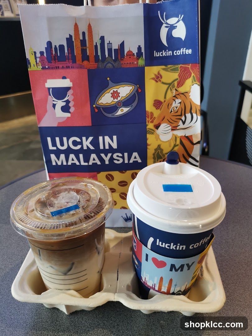 Luckin Coffee drinks and bag