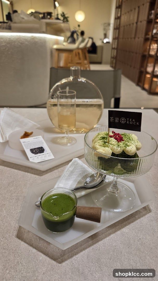 Dessert and drink at a cafe