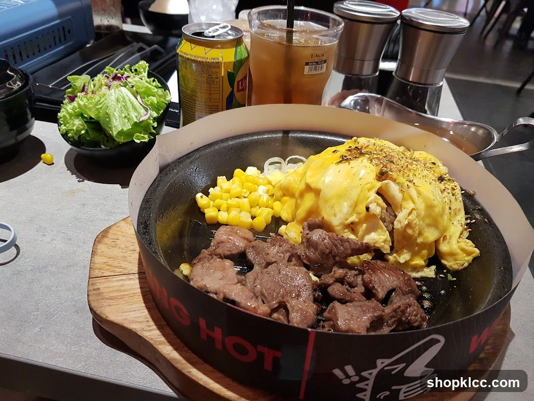 Sizzling Steak and Omelette