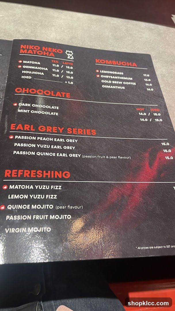NIKO NEKO MATCHA Menu