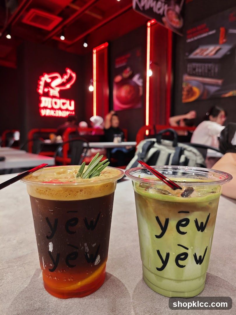 Two drinks with branding