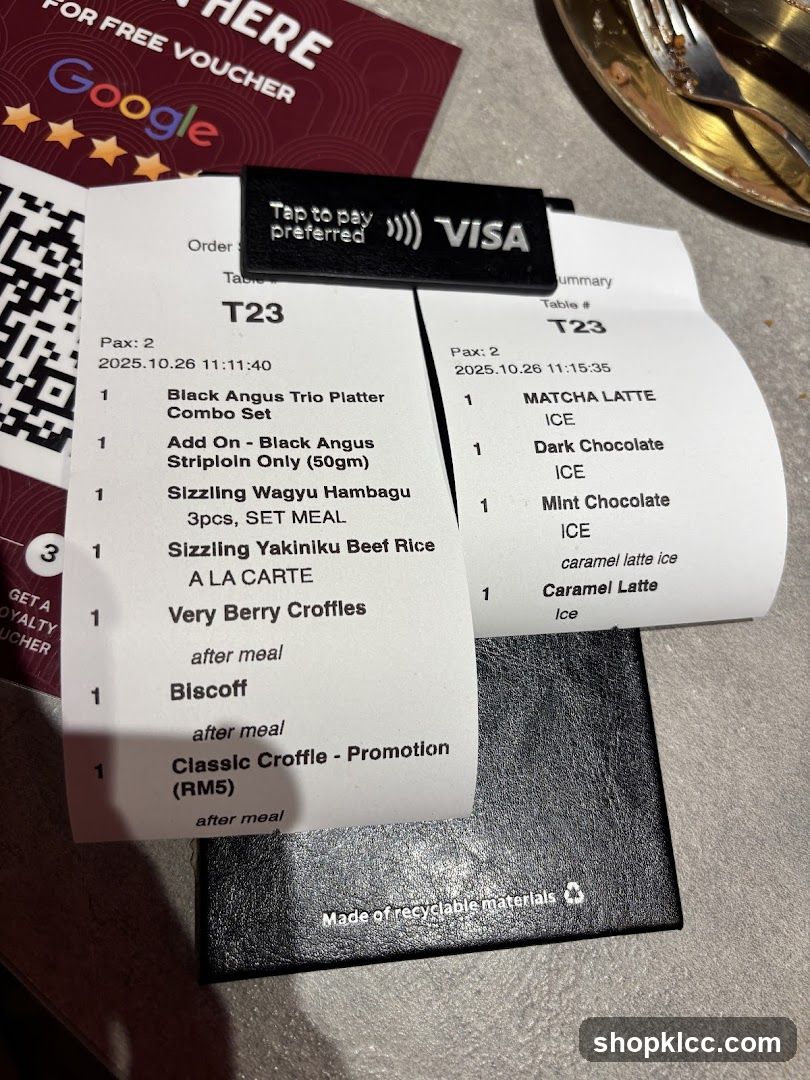 Restaurant Order Receipt