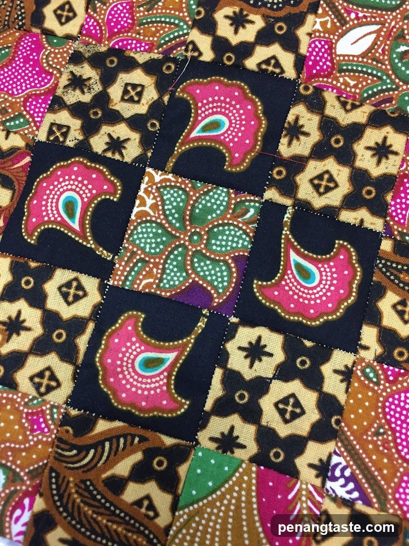 Quilted Fabric with Batik Patterns