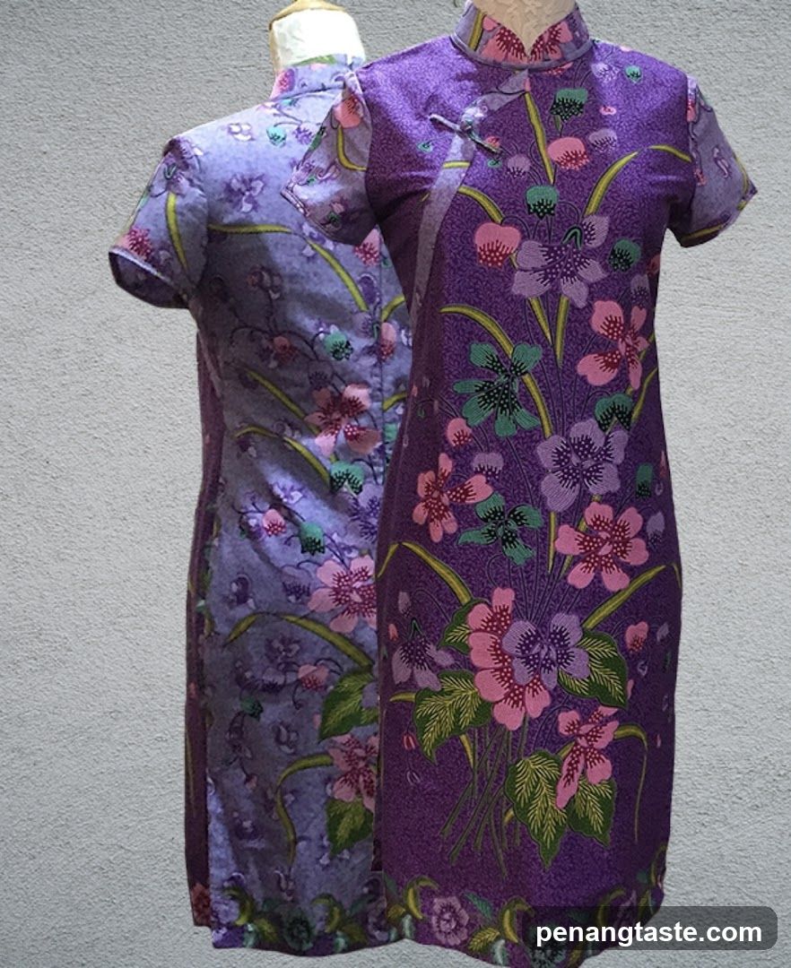Two Mannequins Wearing Floral Cheongsams