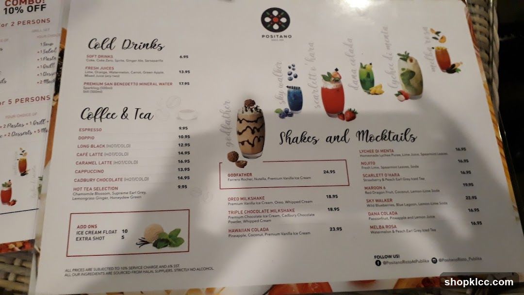 Positano Menu
