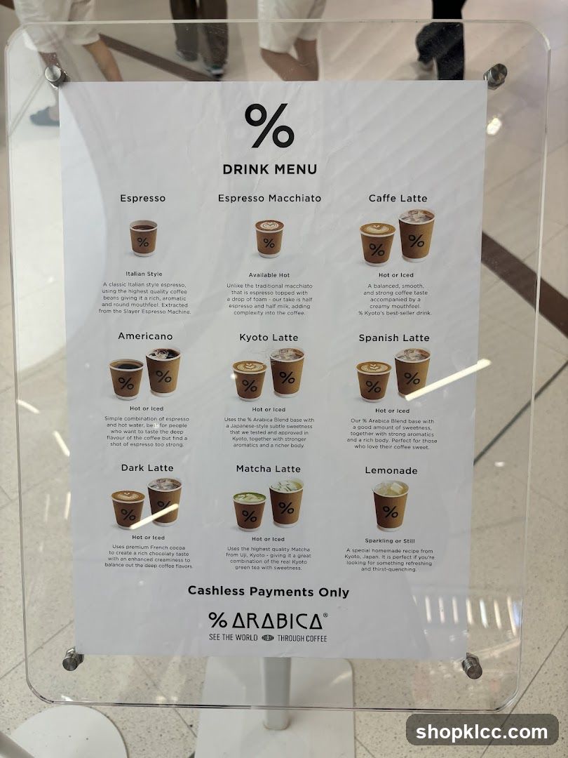 % ARABICA Drink Menu