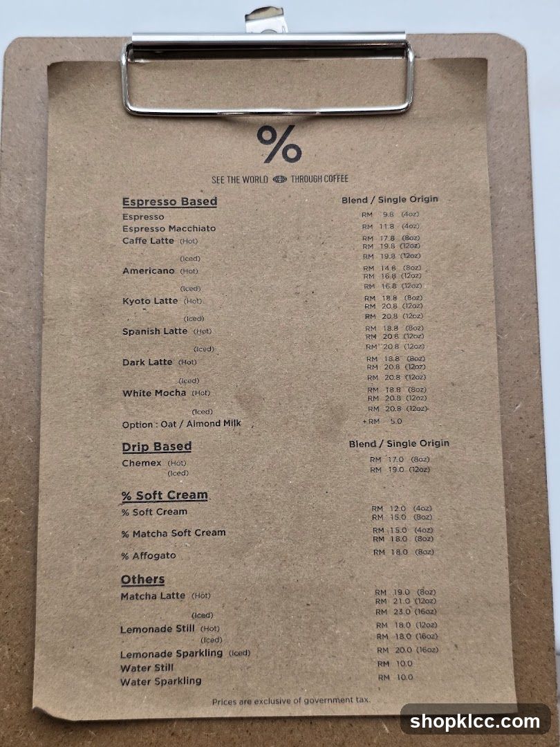 Coffee Menu