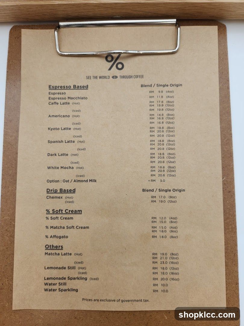 Coffee Menu