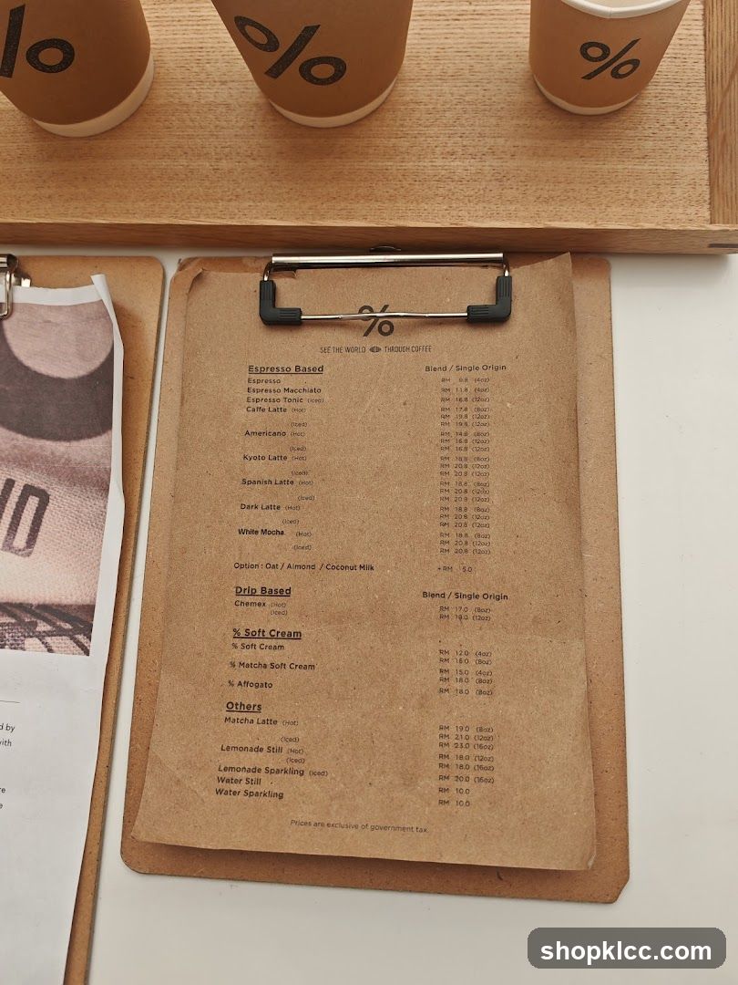 Coffee Menu