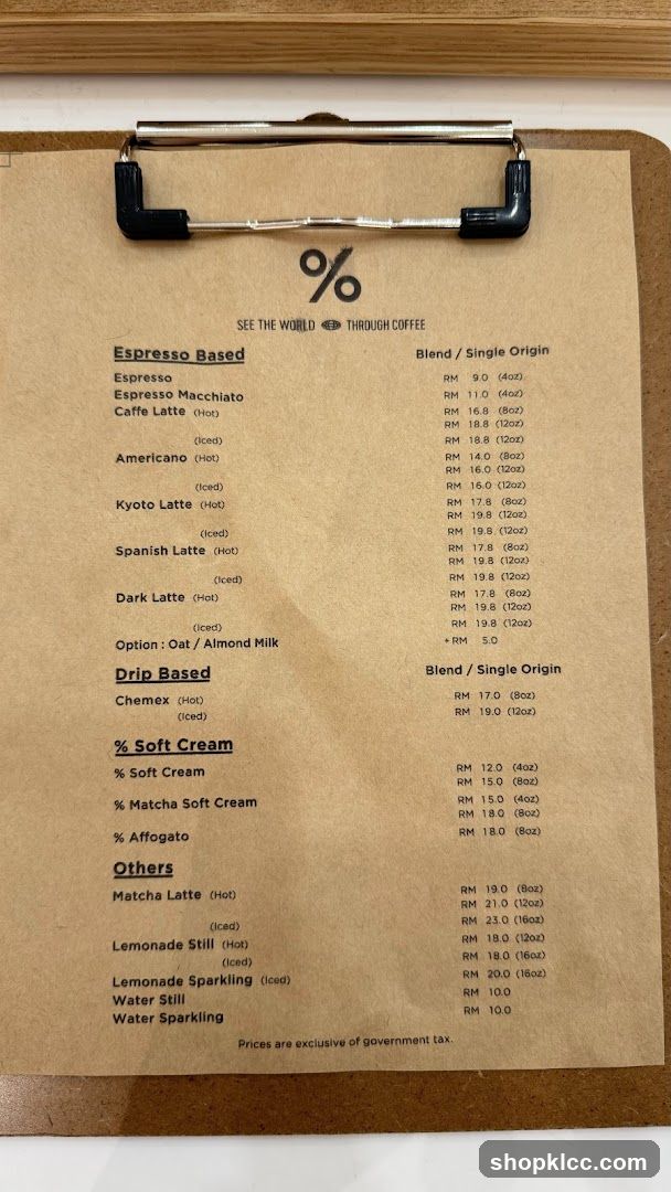 Coffee Menu