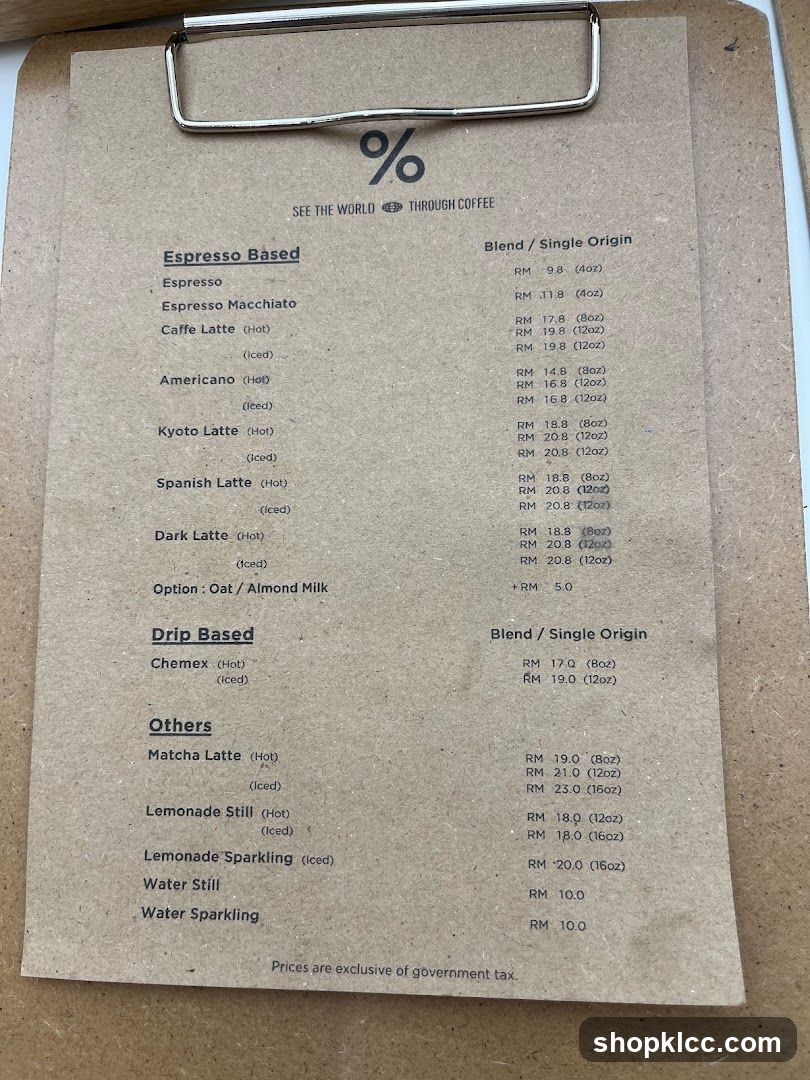 Coffee Menu