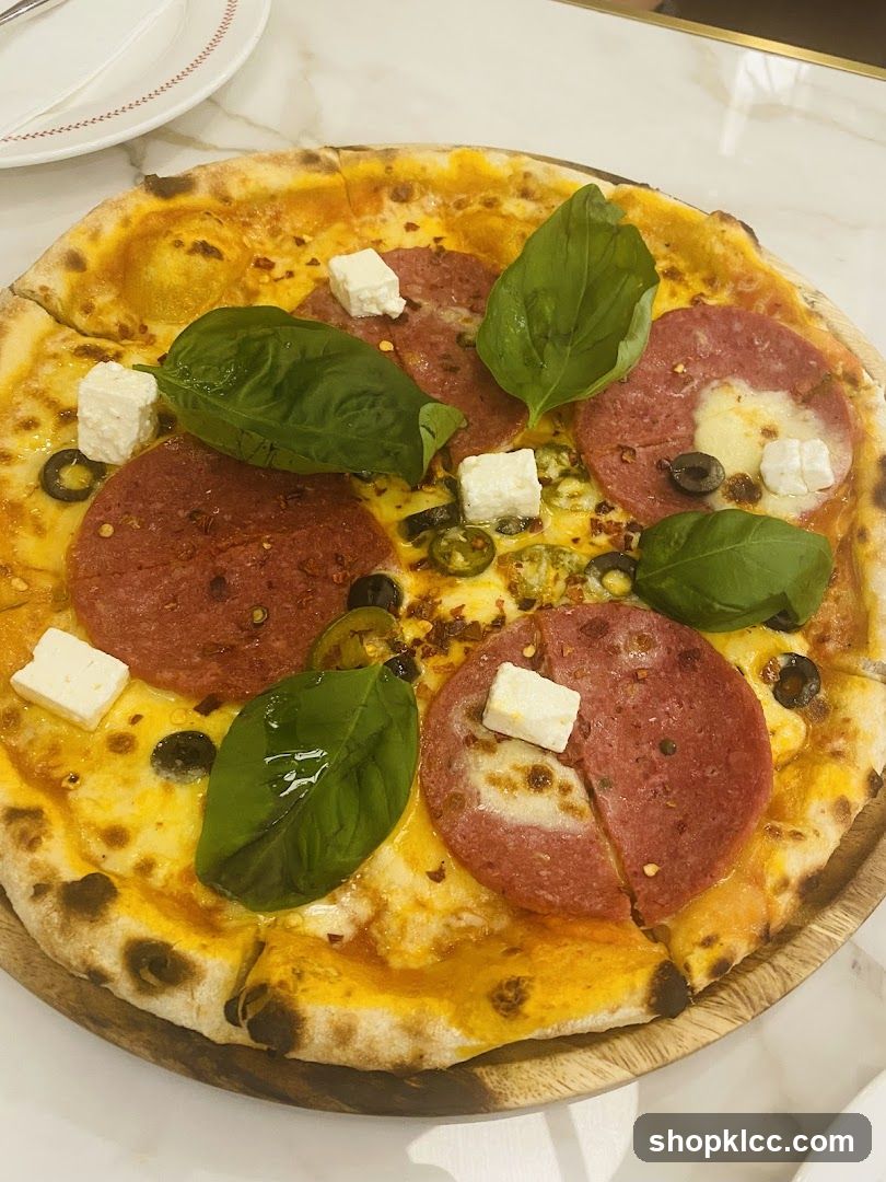 Pizza with Salami and Feta