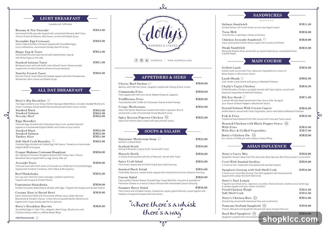 Dotty's Pastries & Coffee Menu