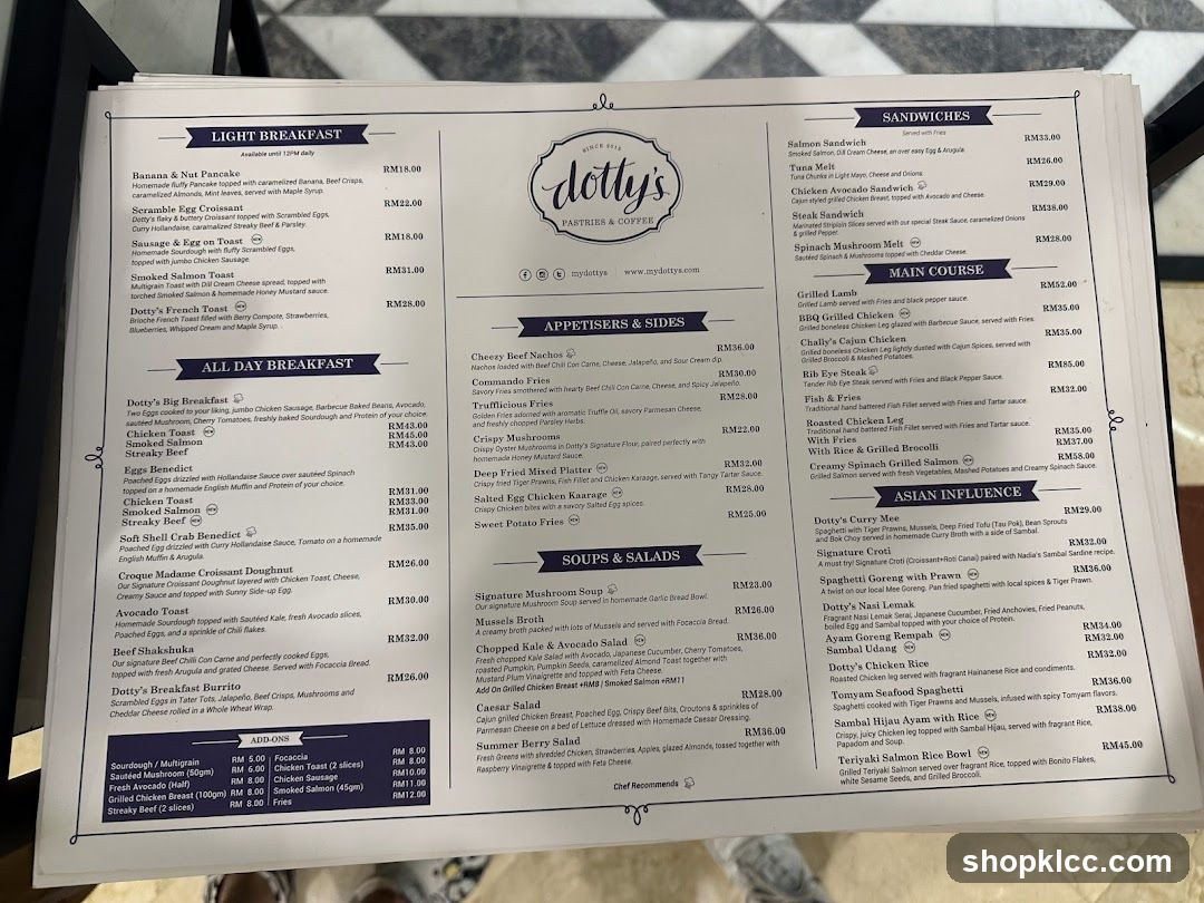 Dotty's Pastries & Coffee Menu