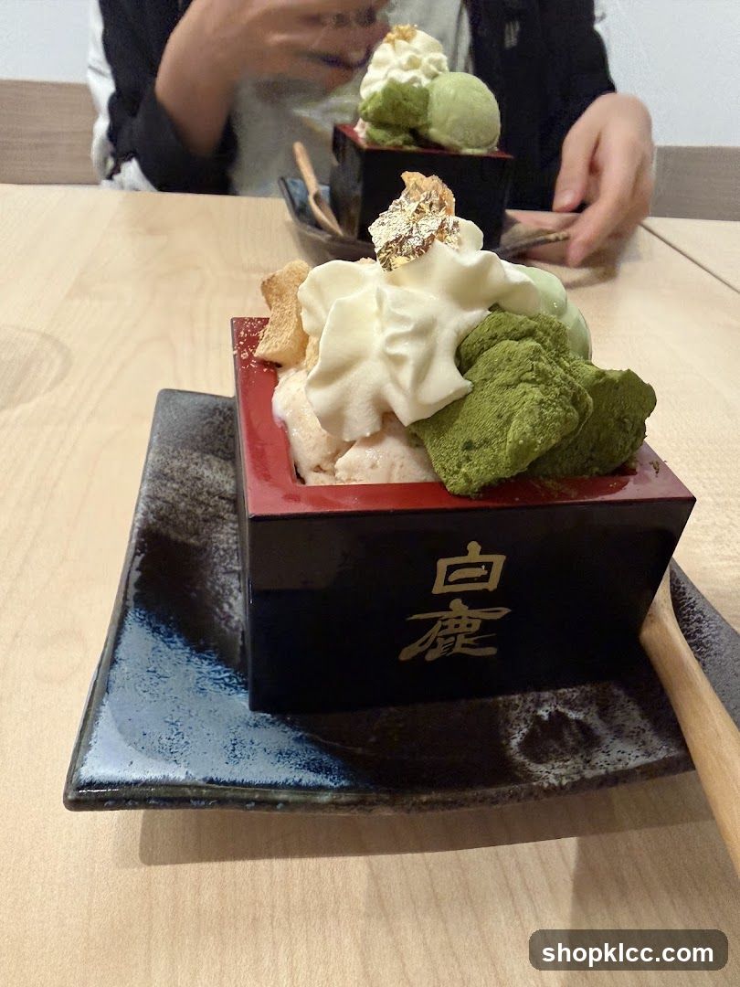 Dessert with Whipped Cream and Matcha Powder