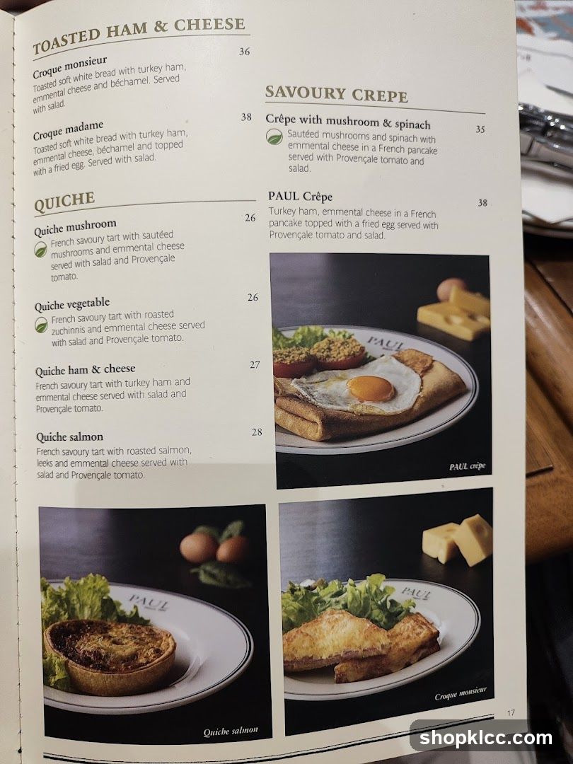 TOASTED HAM & CHEESE, SAVOURY CREPE, QUICHE