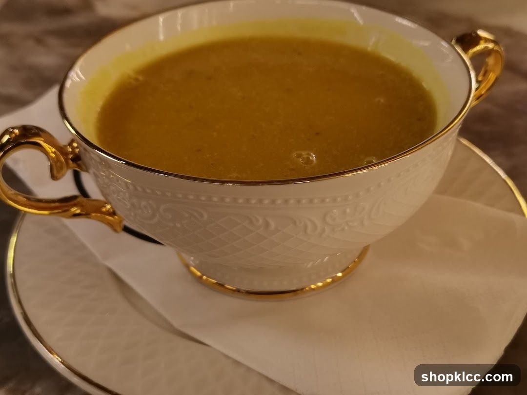 Soup in a decorative cup