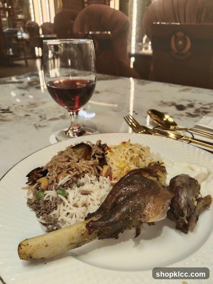 Lamb Shank Meal with Rice and Wine