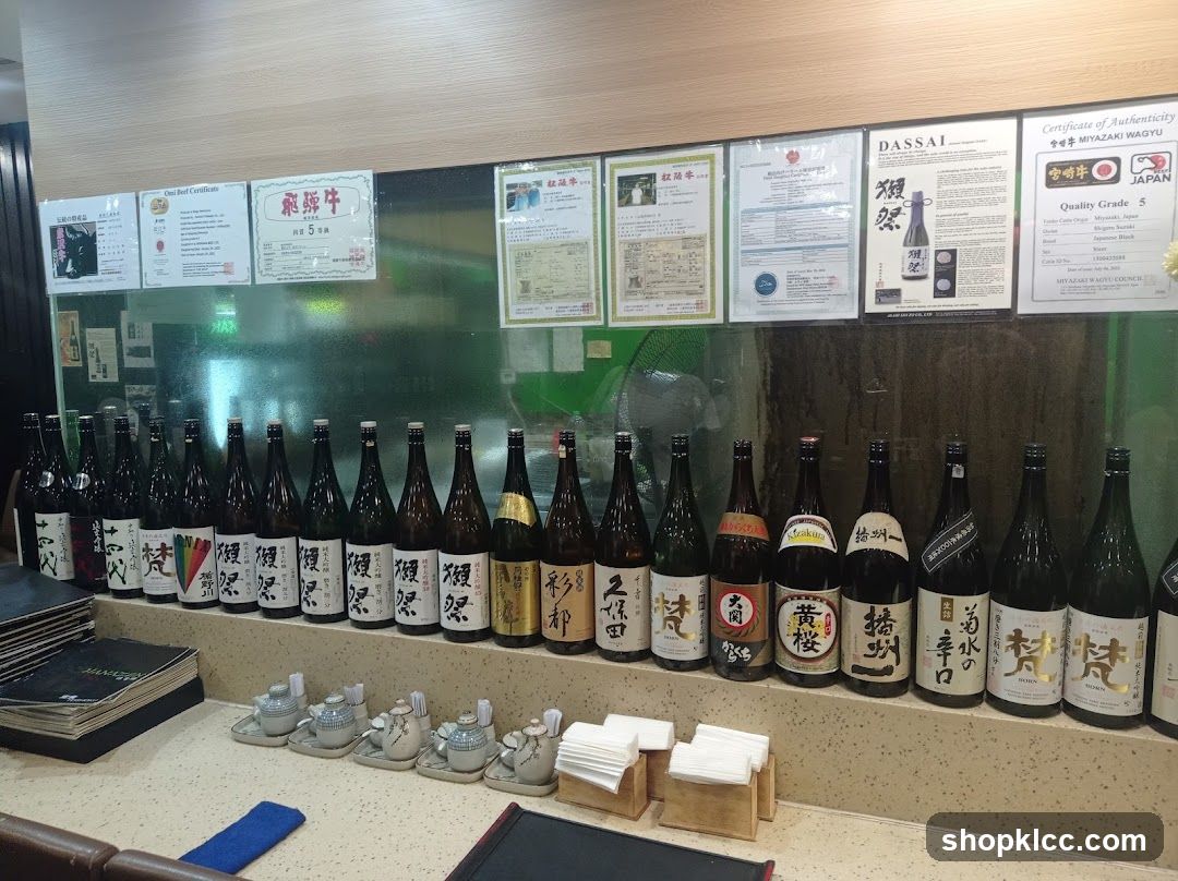 Sake Bottles and Certificates