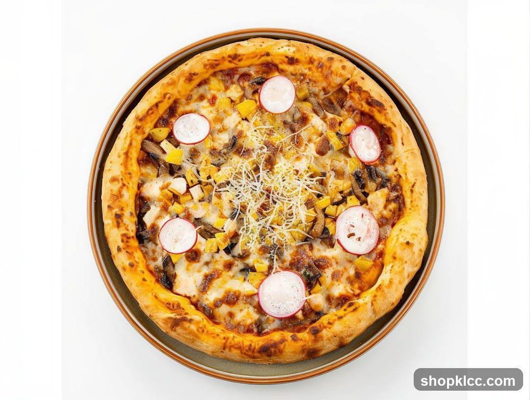 Pizza with Radishes and Mushrooms